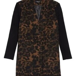 Leopard Print V-Neck Coat